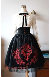 Surface Spell Gothic Judgement Day Embroidery High Waisted Skirt